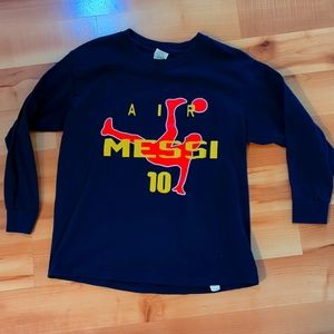 Air Messi Soccer kids 3/4 sleeve navy blue t-shirt. Size medium.